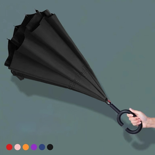 [포유렐라] 튼튼한 리버스 거꾸로 C형 자동 장우산(6colors)태풍 골프 대형 장마철