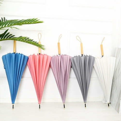 [포유렐라] 일자형 16k 우드 자동 장우산(7colors) 튼튼한 태풍 골프 대형 장마철