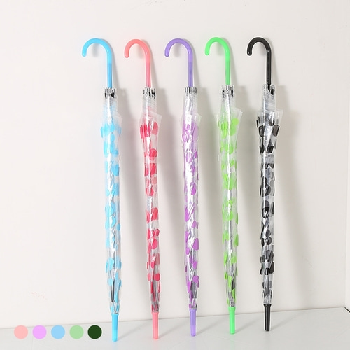 [포유렐라] 투명 도트 비닐 자동 장우산(5colors) 튼튼한 태풍 골프 대형 장마철