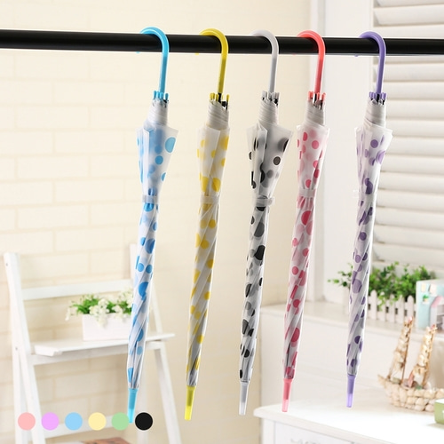 [포유렐라] 매트 도트 비닐 자동 장우산(6colors) 튼튼한 태풍 골프 대형 장마철